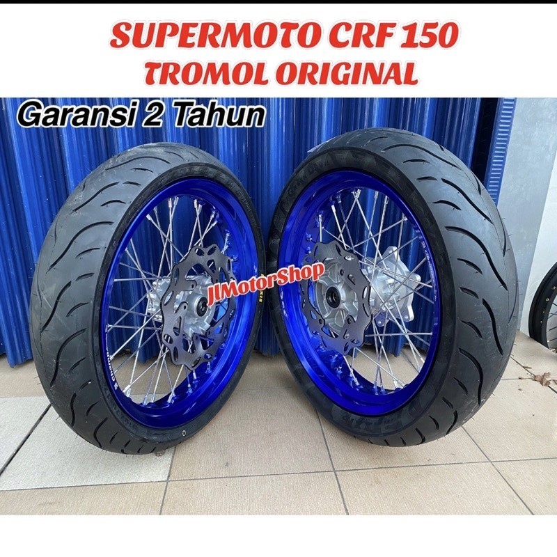 Sepaket Vleg Super moto Supermoto CRF 150 L Plus Ban Tromol Ori Hole 36 Free Cakram Depan Belakang