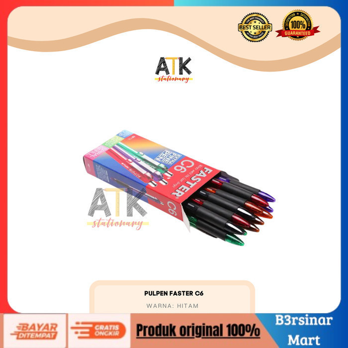 

[[KUALITAS TERBAIK]] Pulpen Faster C6 Cetek atk Hitam COD