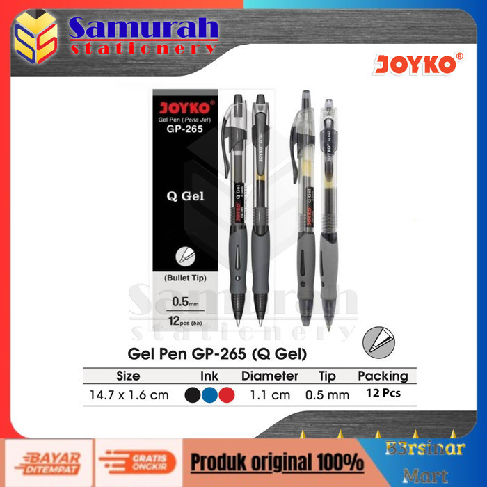 

[[KUALITAS TERBAIK]] Gel Pen Joyko Q Gel GP 265 / GelPen QGel GP265 0.5 mm Pulpen JK Cetek Hitam COD