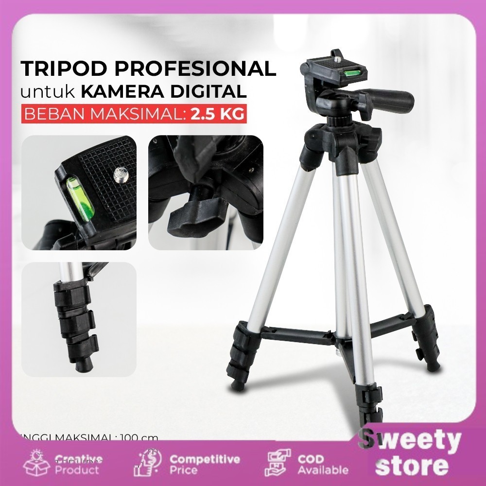 Tripod Kamera with Smartphone Holder 1M Tripod Camera dan hp 1 Meter Free Holder U HEONYIRRY/ TRIPOD