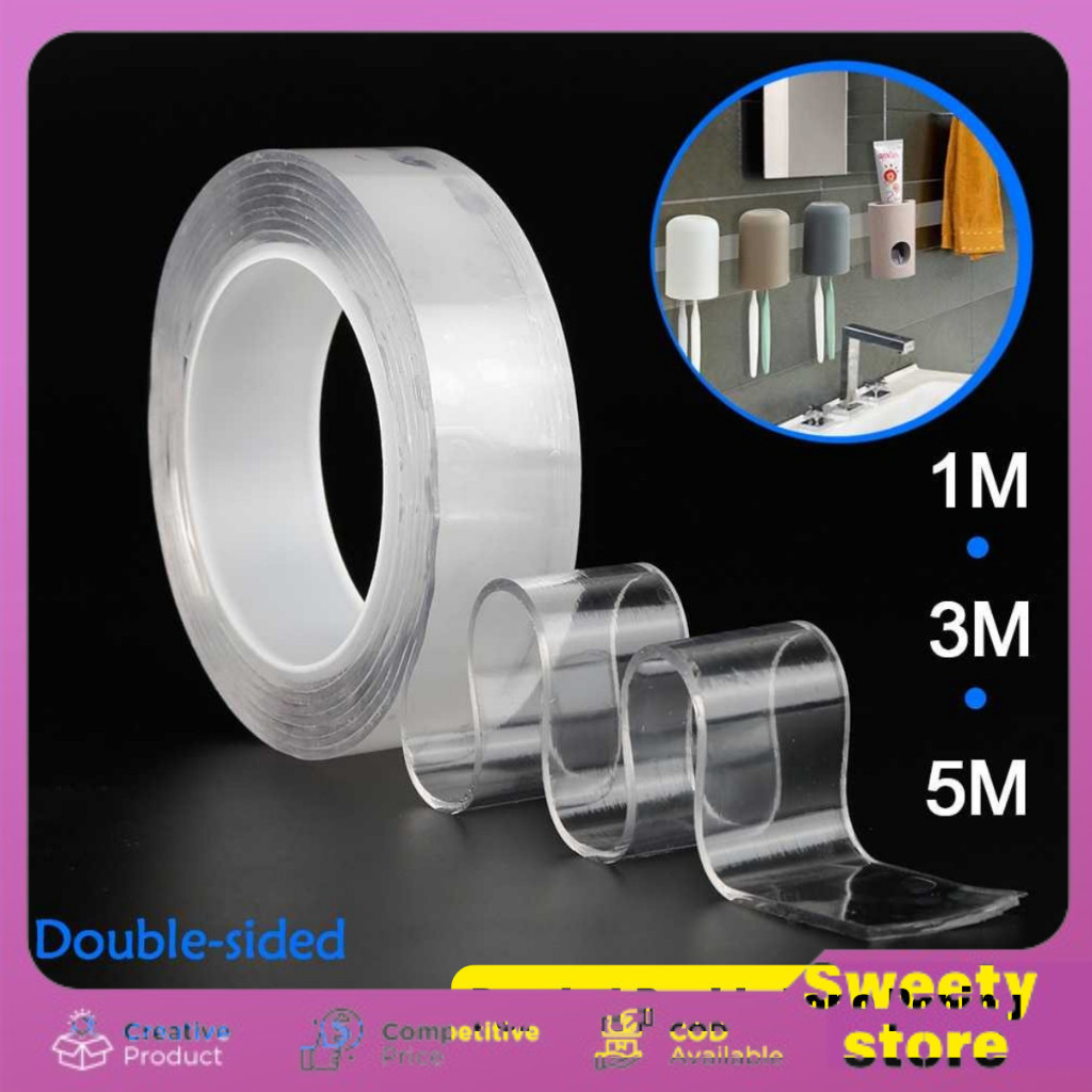 

Sweety Store Indonesia-COD-Double Tape Nano Transparan Bisa Dicuci dan Dipakai Ulang 1 meter 3 meter 5 meter Lakban bening selotip transparant perekat-makassar