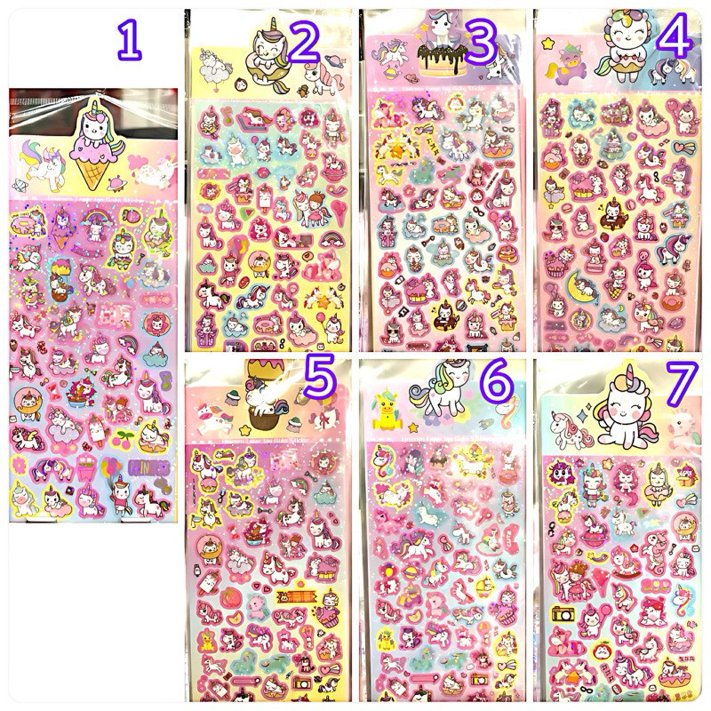 

Stiker hologram unicorn KarakterLucu / Mainan Tempel Anak Sticker timbul - sulinca
