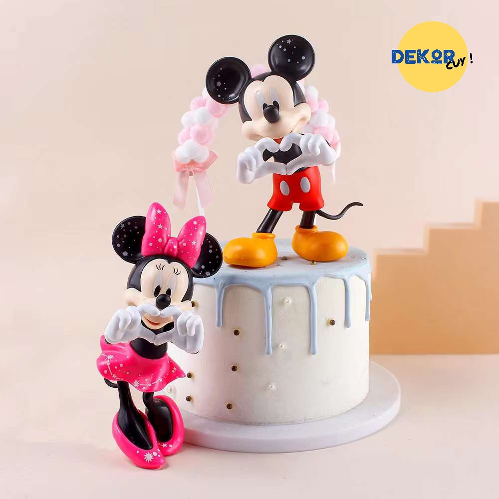 PREMIUM FIGURINE MICKEY MOUSE MINNIE MOUSE bahan pvc cake topper ulang tahun pajangan kue kartun ana