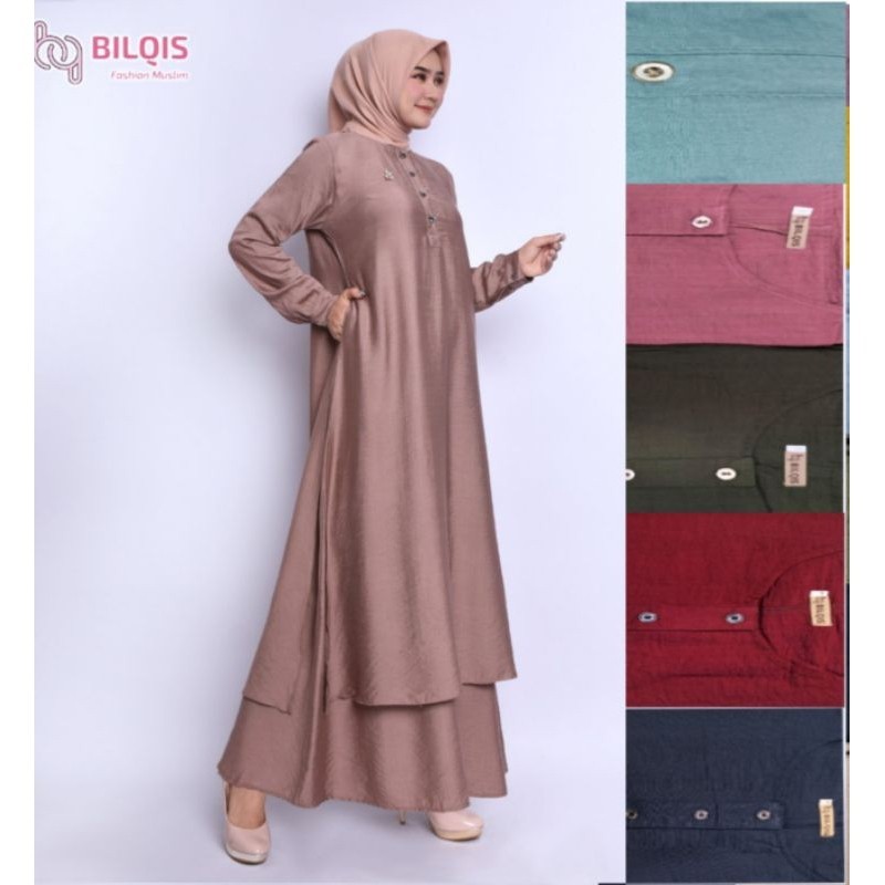 BILQIS gamis Malaysia katun polo linen// BAJU MODEL BARU KEKINIAN MURAH PROMO