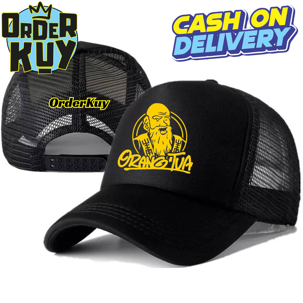 OrderKuy Topi Trucker ORANG TUA - Topi Distro ORANG TUA Logo - Topi ORANG TUA Premium - Topi Pria De
