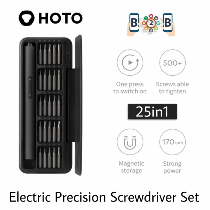 HOTO Electric Precision Screwdriver Set 25in1 Obeng Set
