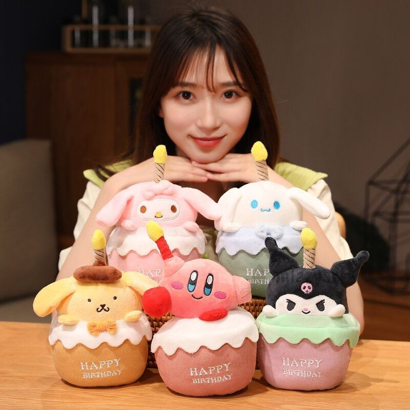 

Mainan Boneka Plush Bentuk Kartun Lotso My Melody Kuromi Cinnamoroll Ukuran 20CM Lampu LED + Musik Mia