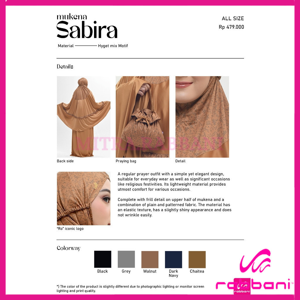 RABBANI ORI - MUKENA SABIRA mukena dewasa | mukena rabbani  Mitra Rabbani