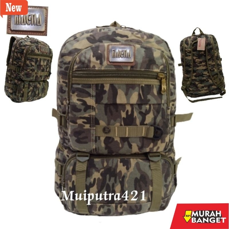 Tas Ransel Pria Kekinian MAGNA Kanvas Ransel Besar Army/Backpack Kerja Loreng BxHx