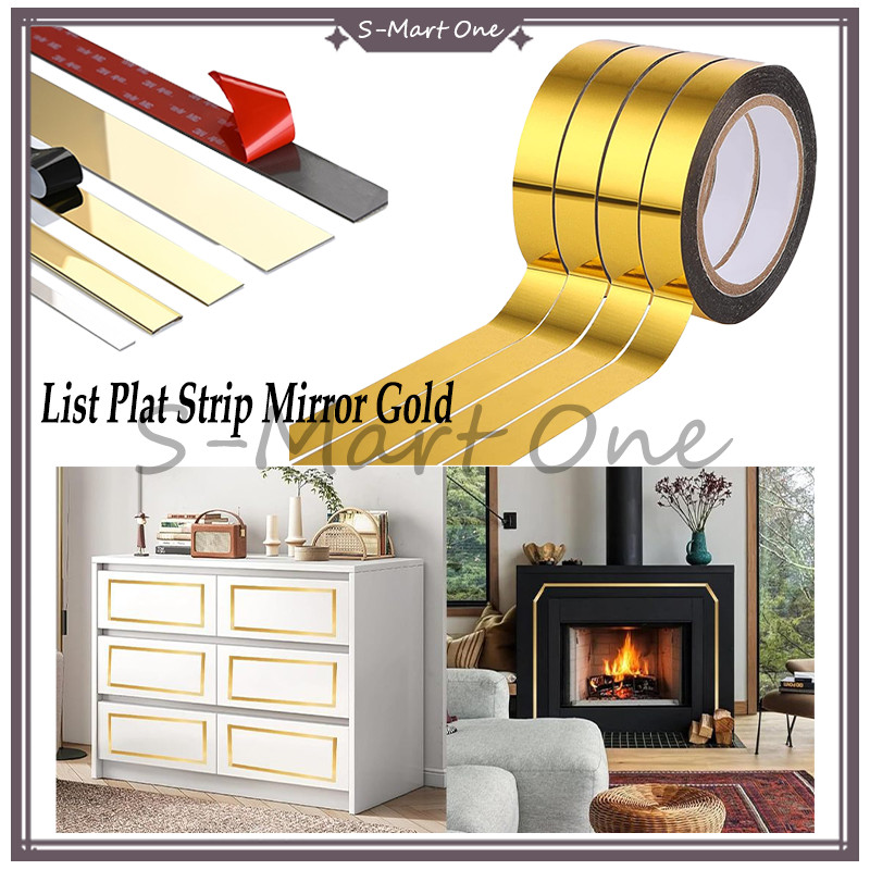 3M List Plat Strip Mirror Gold/List Plat Strip Mirror Gold Stainless/Stiker Dinding Gold/List Plat S