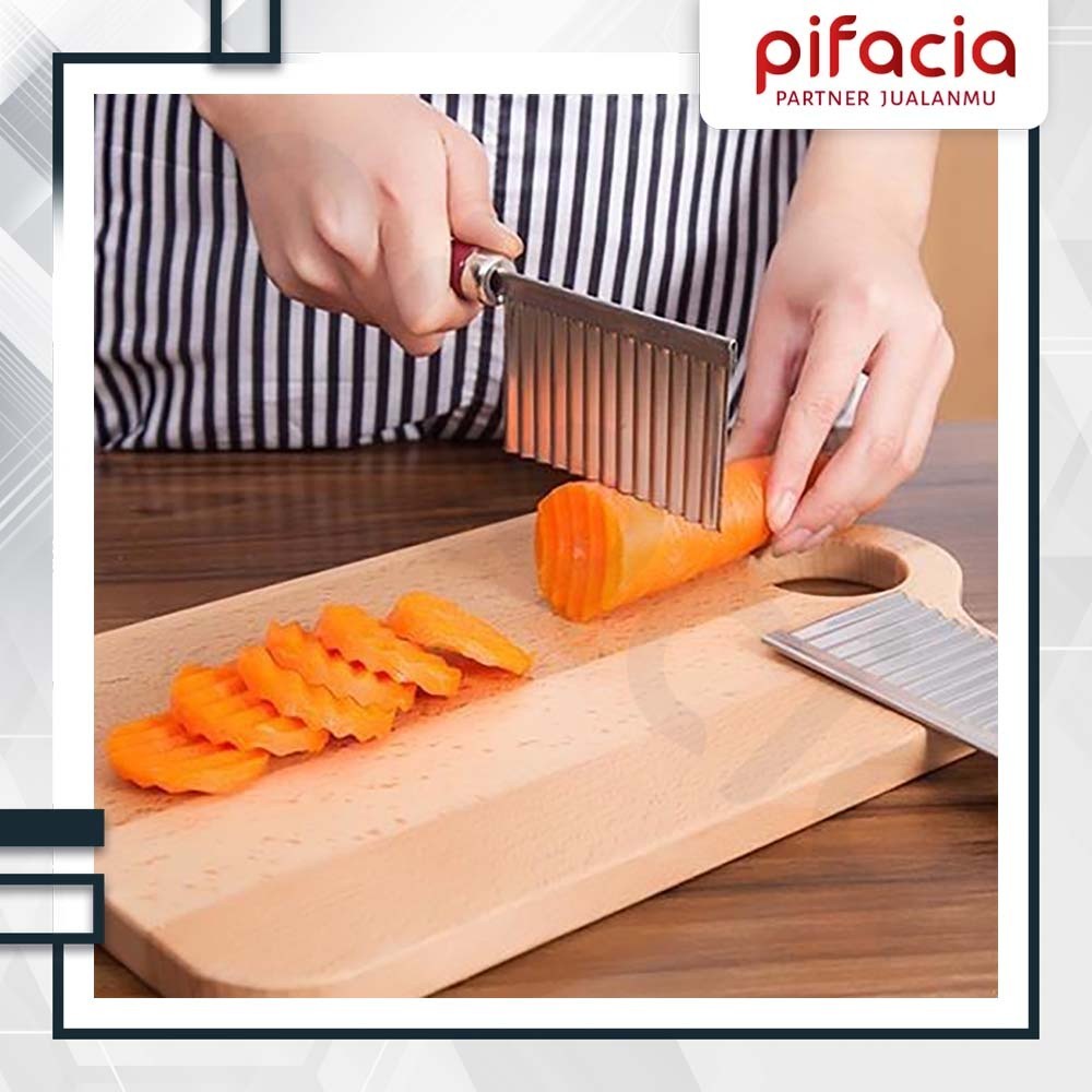Pisau Acar Stainless Alat Potong Kentang Wortel Bergelombang Timun Asinan