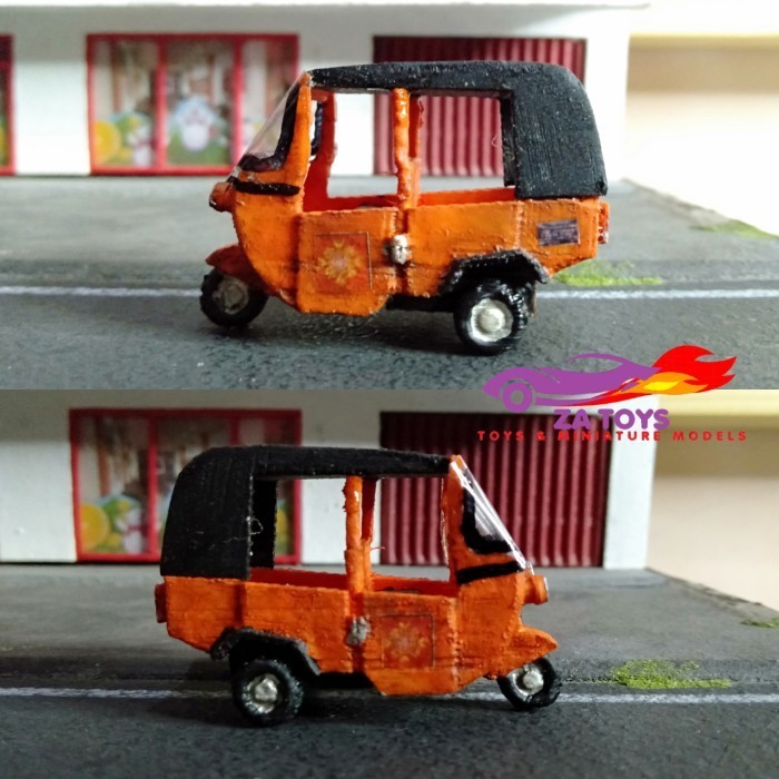 PTS99 Diecast Miniatur Bajaj Orange Handmade Resin Skala 1:64