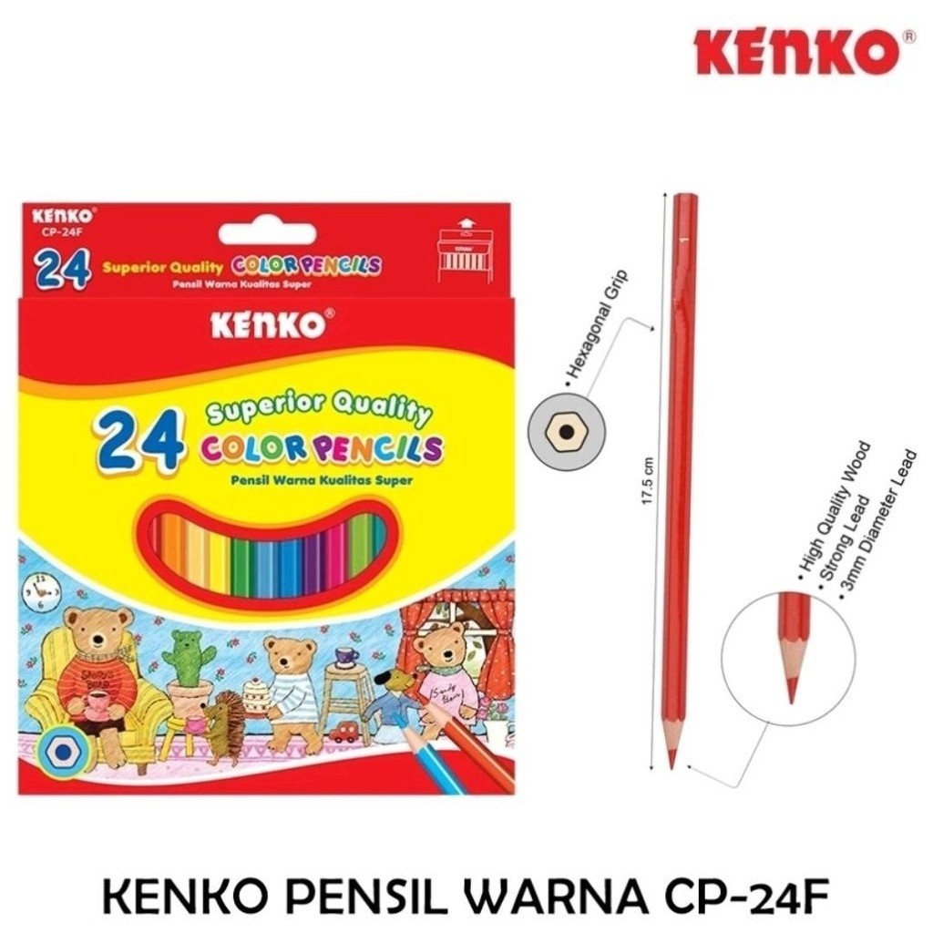 

Pensil Warna / Colored Pencils Superior Quality Non-Wood - Kenko CP-24F Classic 24 Warna MURAH RB9