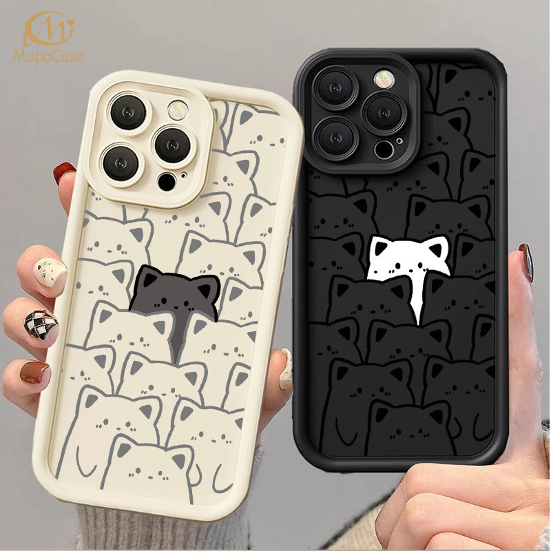 iPhone 11 15 13 12 14 Pro Max XR iPhone 7 Plus 8 6 6S XS Black And White Bear In The Middle Black Wh
