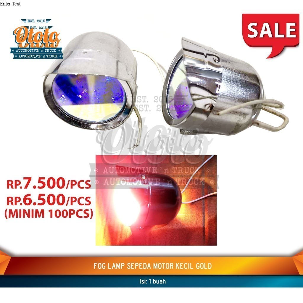 Fog Lamp sepeda motor + topi KECIL Gold - Lampu Kabut Sorot