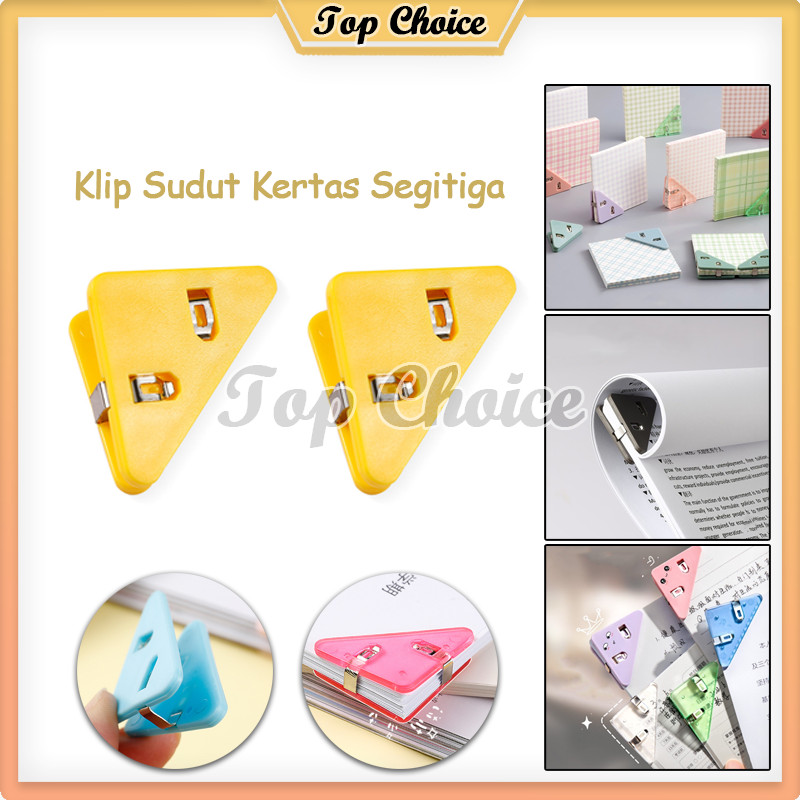 Klip Binder / Klip Sudut Kertas Segitiga Warna Warni / Penjepit Kertas Binder Plastik