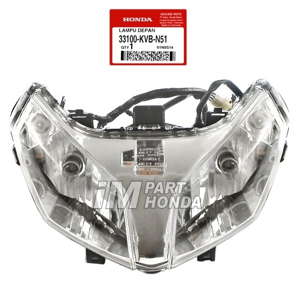 33100-KVB-N51 Reflektor Assy Lampu Depan Plus Socket & Bohlam Vario 110 Techno Karbu