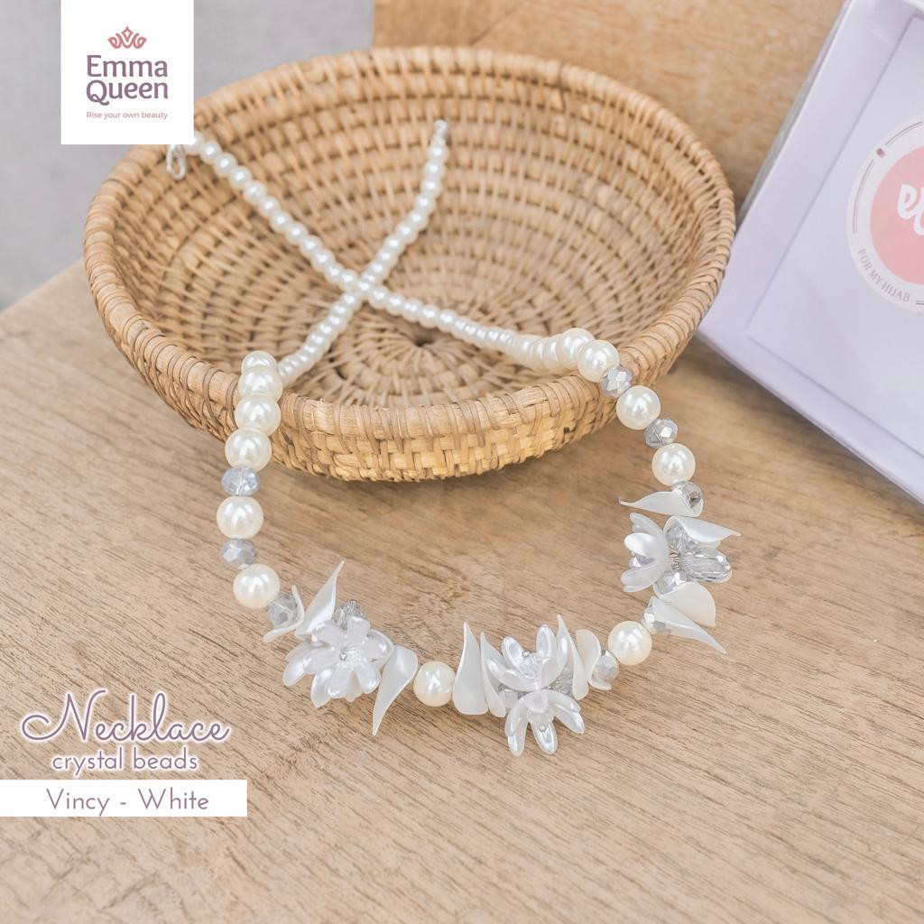 EmmaQueen - Crystal beads neacklace Kalung Hijab Mutiara Cantik