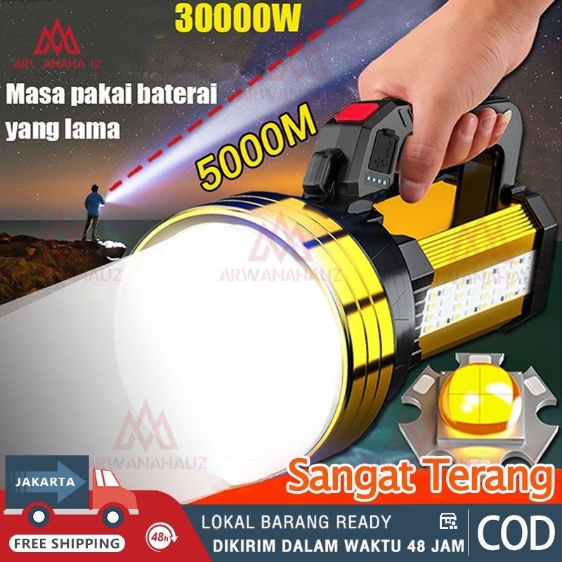 Senter LED Super Terang Jarak Jauh Senter Camping Jumbo Multifungsi Waterproof Power 8000 Lumens / S