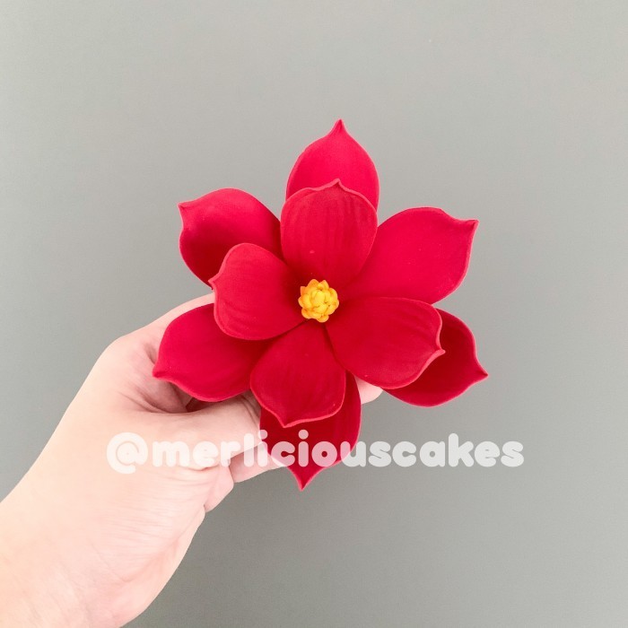 

New Arrival- Magnolia Red Bunga Gumpaste Flower Cake Kue Topper