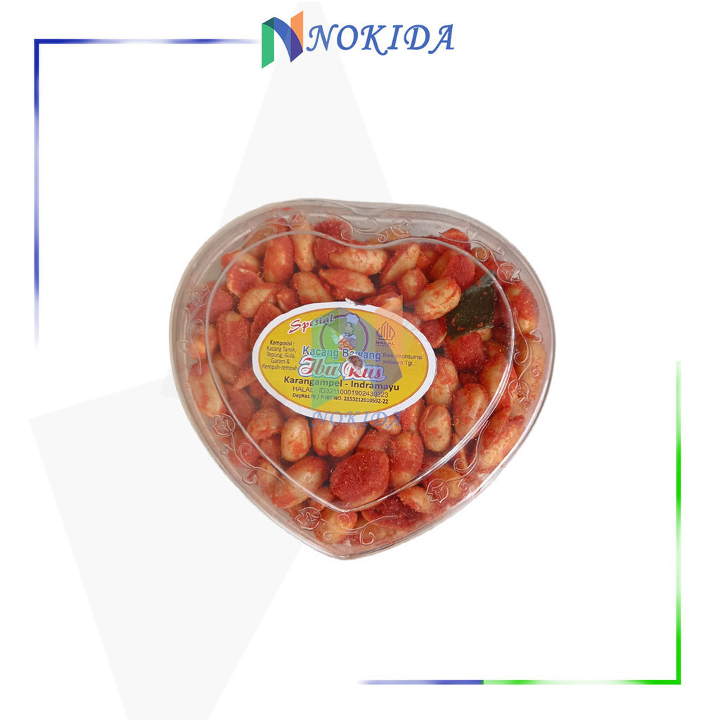 

Nokida Kacang Bawang Ibu Rus [Balado/250gr/2 Pcs] / Kacang Goreng Cemilan Kering Gurih Asin Manis Pedas Toples Love 250 Gram