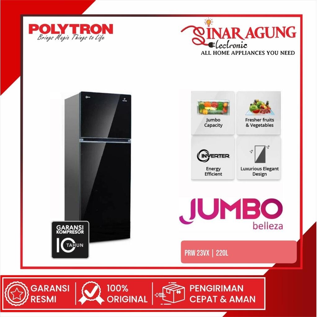 POLYTRON PRW23VX / PRW-23VX KULKAS 2 PINTU - GARANSI RESMI