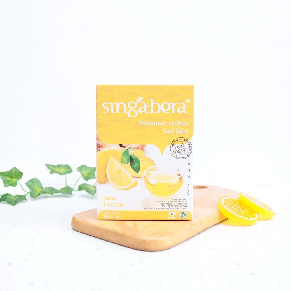 

12 SACHET Lemon Ginger Drink Singabera Minuman Jahe Lemon 12 sachet