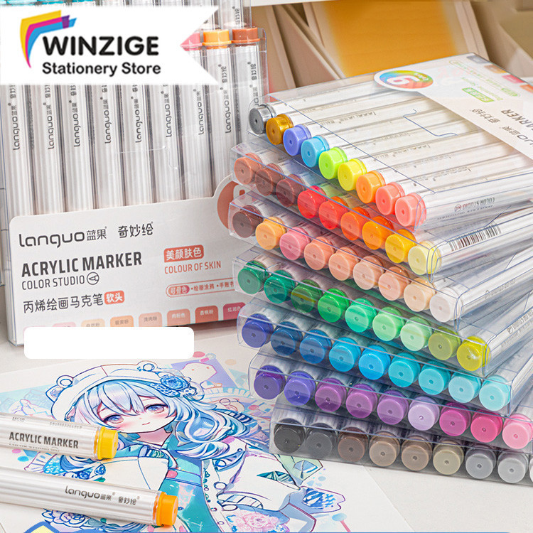 

Winzige drawing pen set brush pen acrylic marker spidol akrilik marker pen warna warni calligraphy brush lettering kaligrafi coloring acrilic marker stationery art supplies