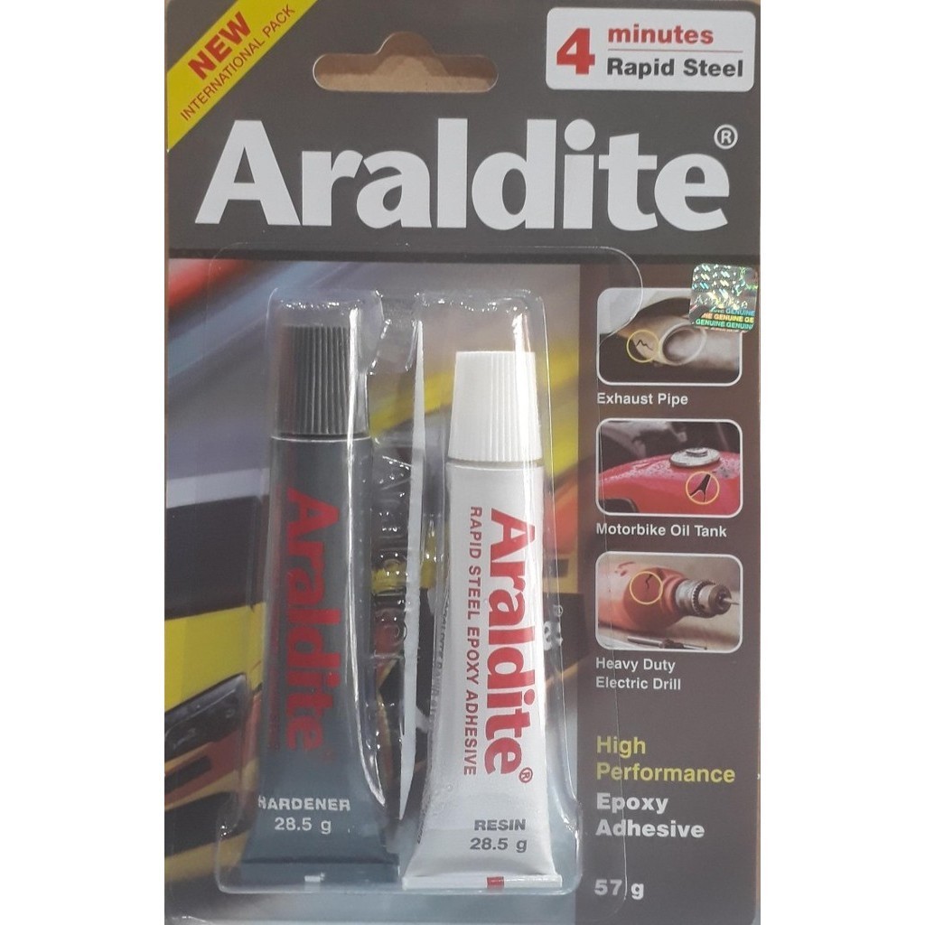 

ARALDITE HITAM / Lem Besi / Lem Epoxy Adhesive 4 Minutes Rapid Steel