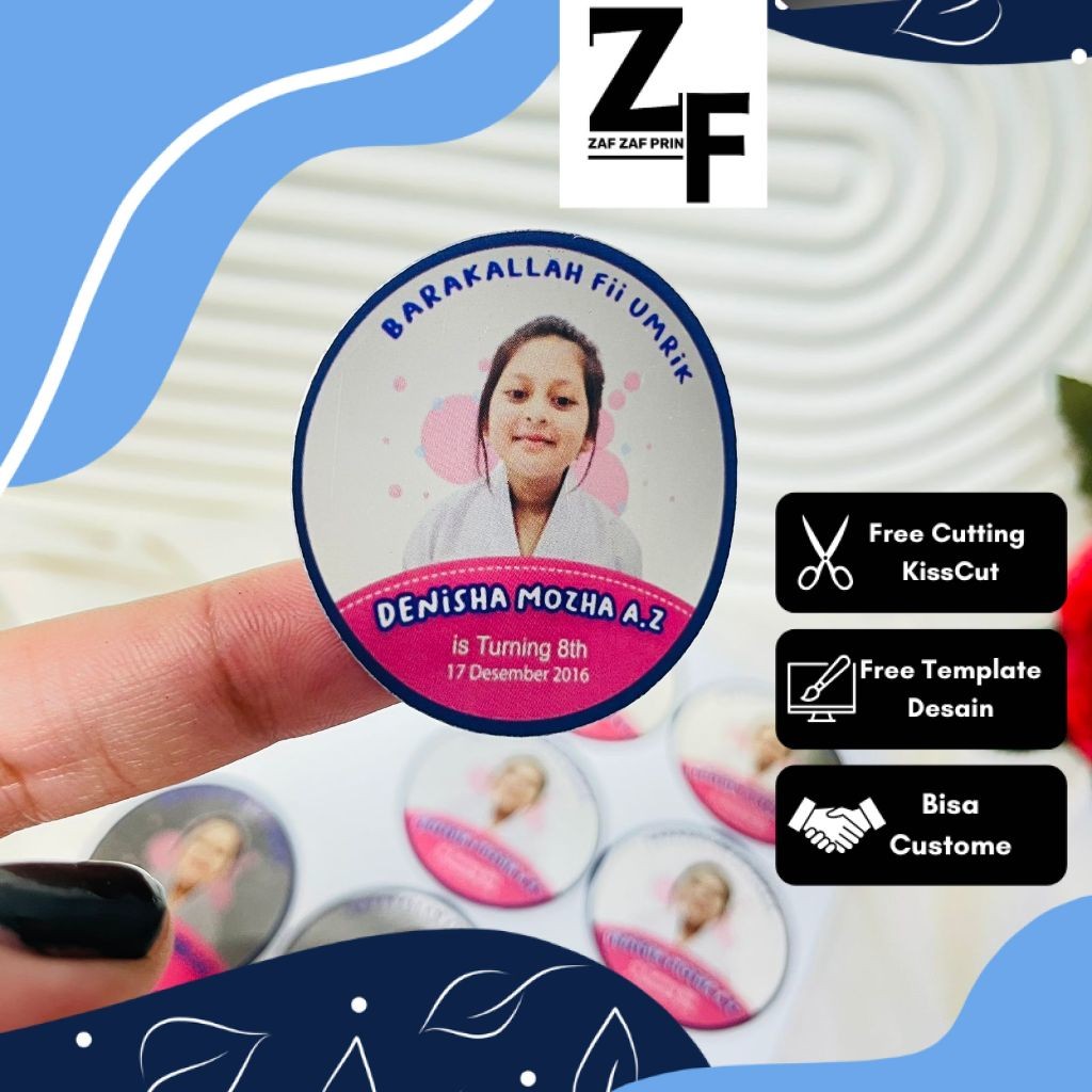 

ZAF Sticker Undangan Ulang Tahun Anak Label Stiker Happy Birthday Bahan Gold/Silver Anti Air
