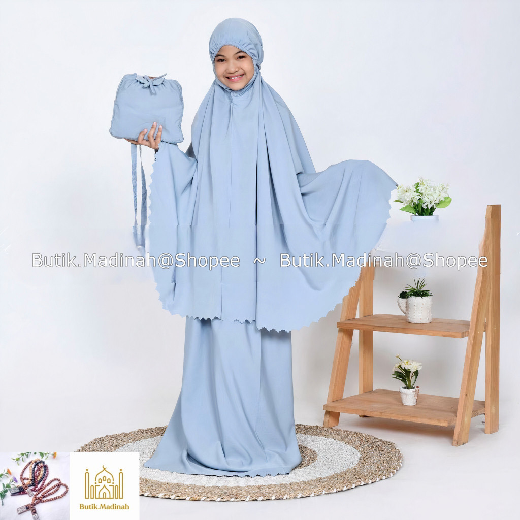 MUKENA ANAK AZZURA TRAVELING 2 IN 1 FATIMAH KATUN FREE TAS SAJADAH AMPLOP-MUKENA AZZURA