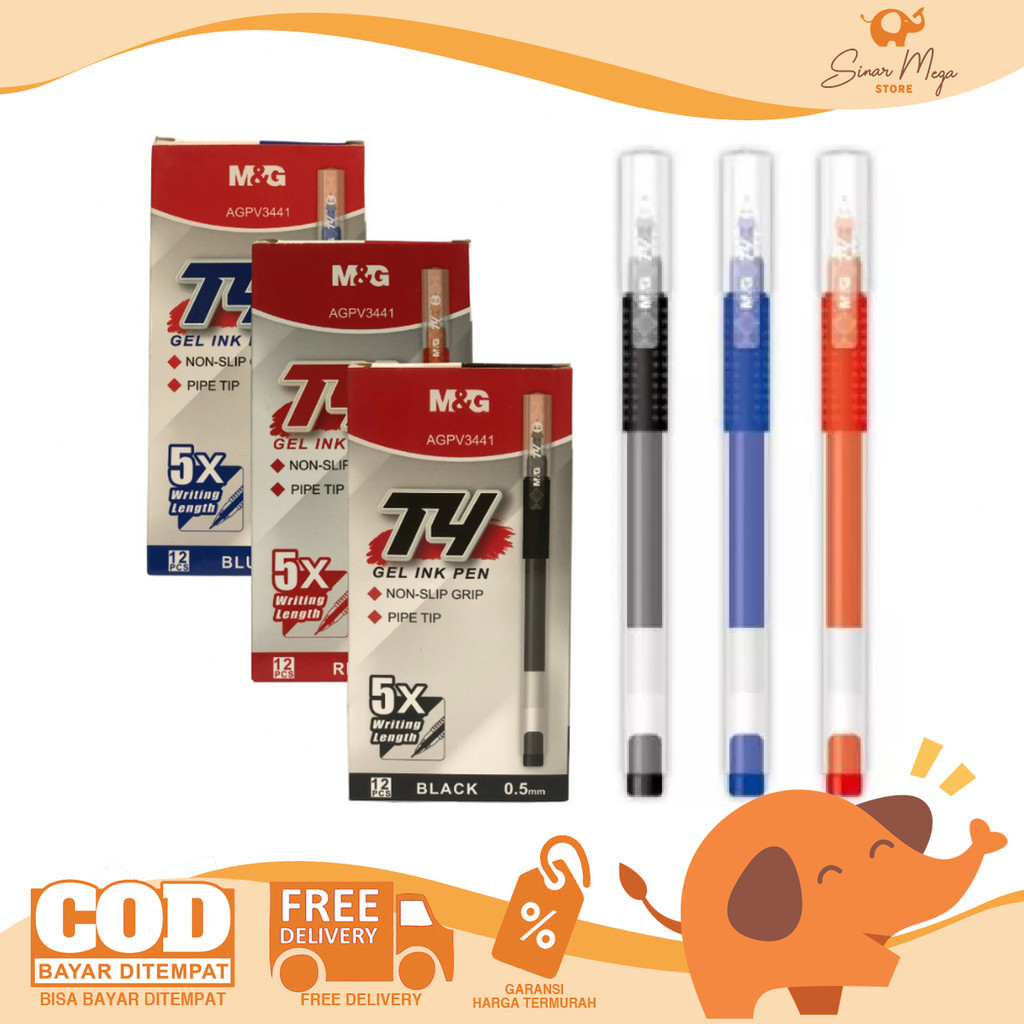 

M&G Gel Pen T4 0.5mm Black AGPV3441 - Pulpen Jel Soft Grip SATUAN Murah