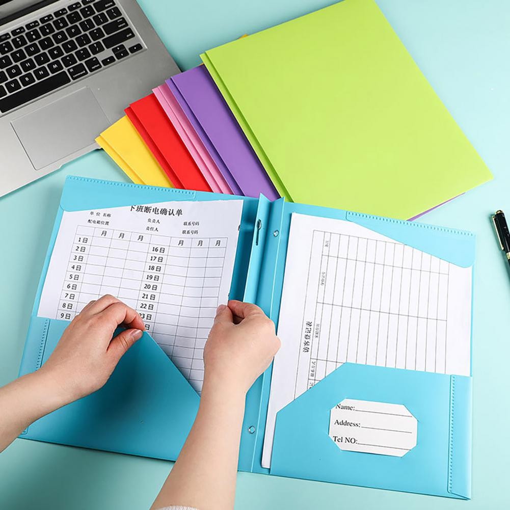 

2/12Pcs File Folder with Dual Pockets A4 Paper Home Organization Single Strong Clamp Plastic Sorting Pocket Folders