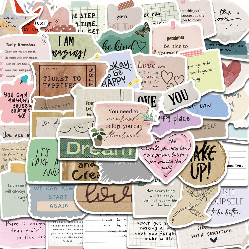

50PCS Fragmented text Retro Handmade Stickers Nostalgia Laptop Luggage Cartoon Cool Skateboard Graffiti Art Picture Phone Sticke