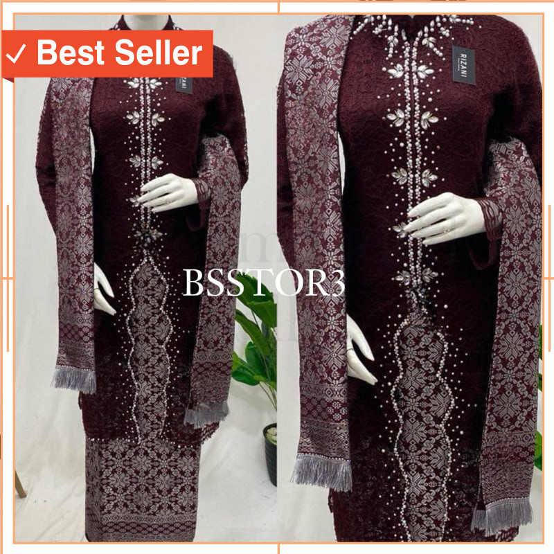 Seragam Pernikahan kondangan premium bahan tidak mudah panas / set kebaya brukat payet Yura/kebaya m