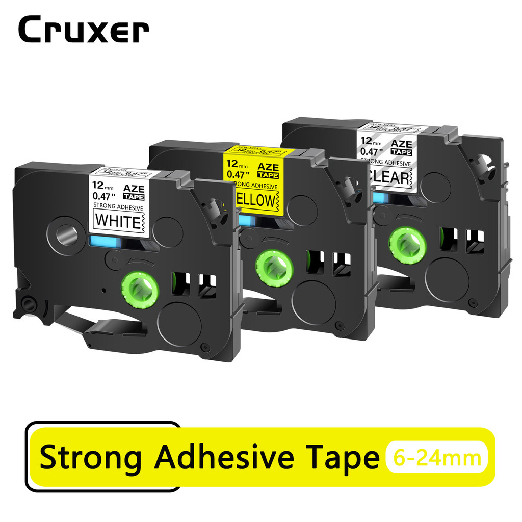

6/9/12/18/24mm Black on White Tape TZE-S231 S621 TzS131 TzS251 Strong Adhesive Label Compatible for Brother P-touch Label Makers