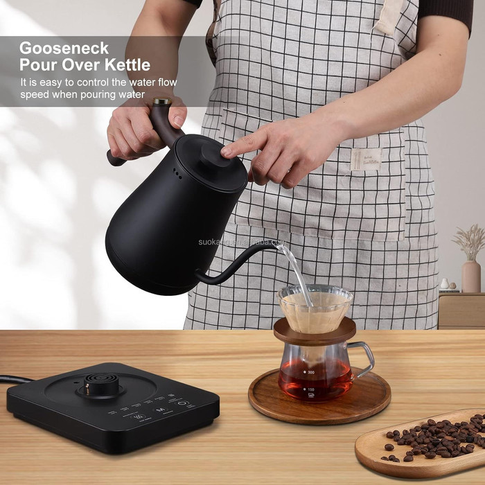 KBX Teko Listrik Kopi Pemanas Air Gooseneck Electric Coffee Kettle 1000W 900ml - Hitam