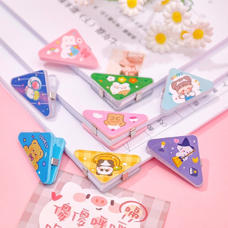 

4pcs Klip Segitiga Kartun Lucu Klip Sudut Organizer Kertas Kantor