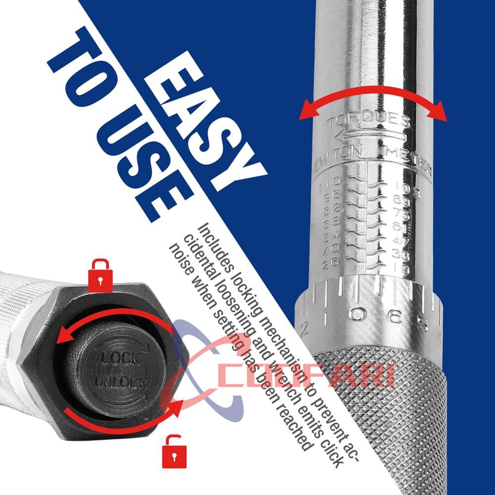 Kunci Momen Torsi 1/2" Two-Way Spanner Torque Wrench Alat Bengkel Mobil Roda