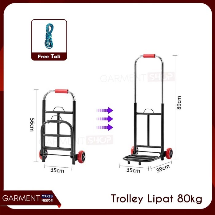 Troli Lipat Besi Dorongan Pegangkut Barang Aqua Galon Trolley Tali - 80 KG