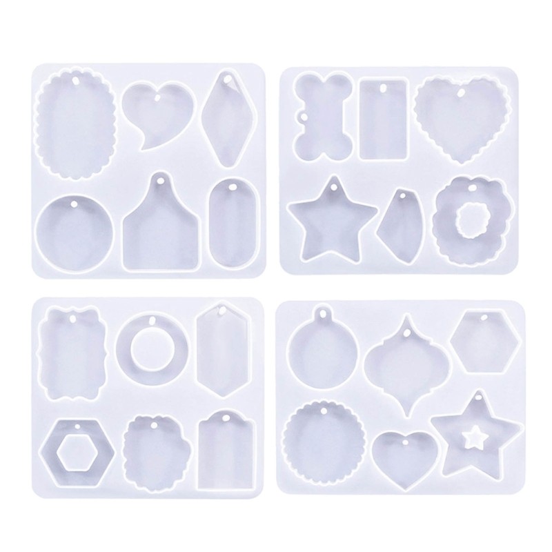 

DIY Various Shape Jewelry Charm Silicone Molds with Hole Handmade Keychain Necklace Earrings Pendants Epoxy Resin Casting Mould