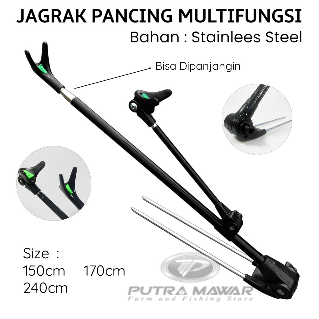 Jagrak Tegek Stainles 150cm 170cm 240cm Jagrag Multifungsi Penyangga Joran Pancing Otomatis Stainles