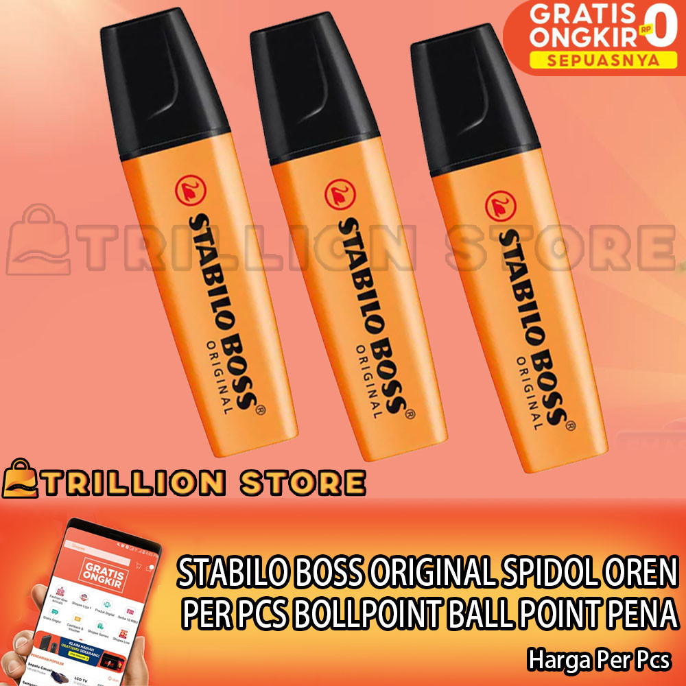 

Stabilo Oranye Original Boss Spidol Warna Oren Per Pcs Plastik Tinta Bos Menulis Menggambar Dokumen Stiker Mewarnai Mengoreksi Penebal Pena Sorot Pen Alat Tulis Sekolah Kantor Atk Fluoresensi Penyorot Highlighter Tulisan