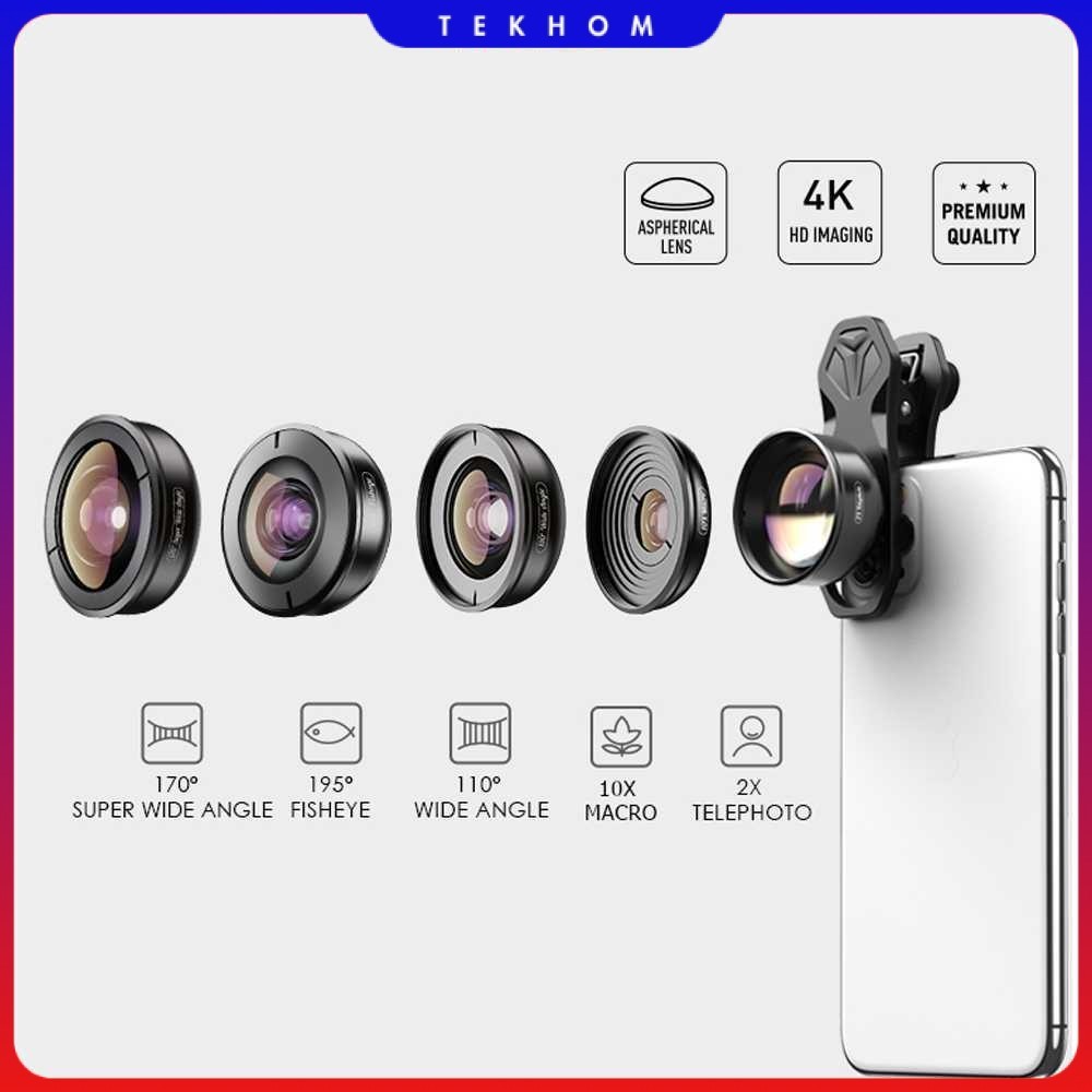 Lensa Kamera Smartphone Universal Clip 5 in 1 Lens - APEXEL APL-HB5