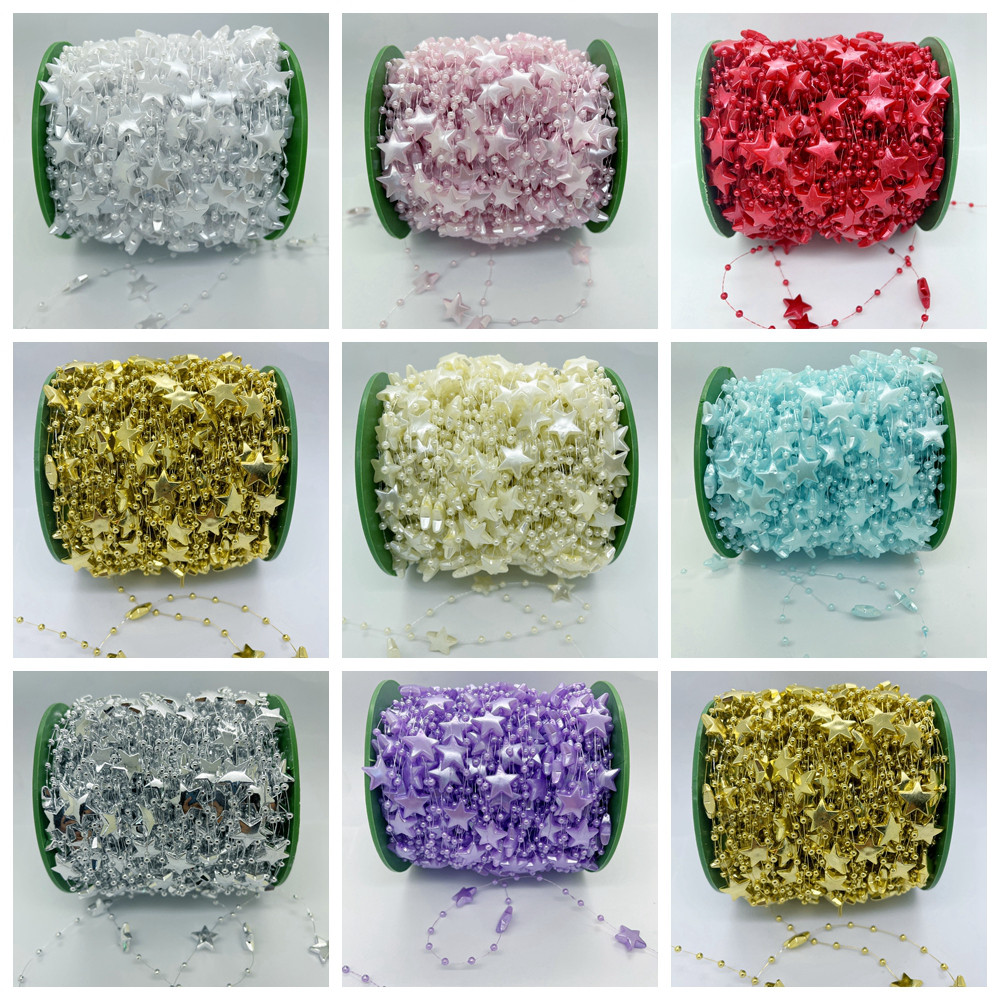 

NEW 5 Yards 15mm Fishing Line Artificial Five-pointed Star Beads Chain Garland Flowers Wedding Party Decoration Diy Accessories