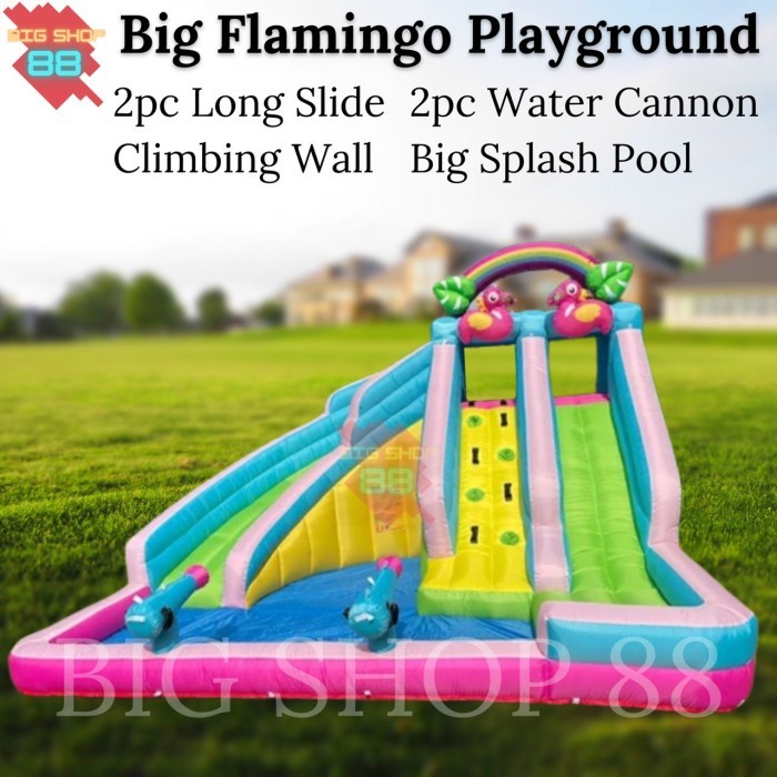 Rumah Istana Balon Inflatable Toys Perosotan Anak Flamingo Playground
