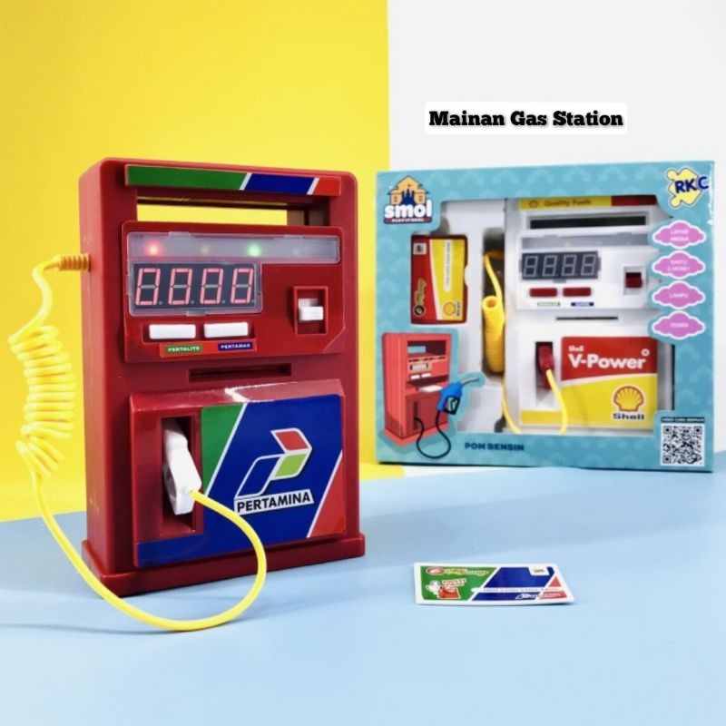 Promo Mainan Mesin SPBU Gas Station Baterai - Pom Bensin Mini Batre Anak Laki Perempuan Murah Edukat
