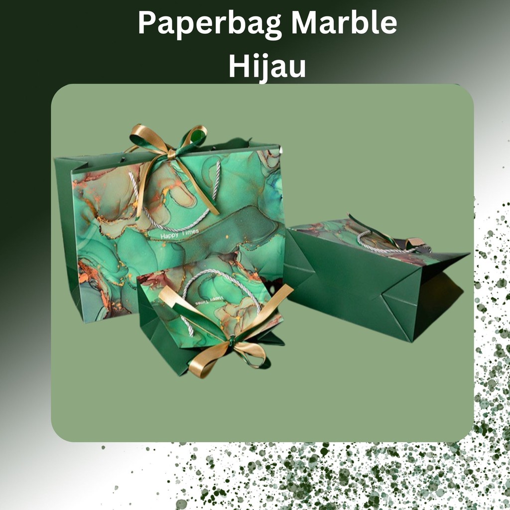 

Paper Bag Hijau Marmer Floral Tas Sovenir Pesta Ultah Premium Glossy