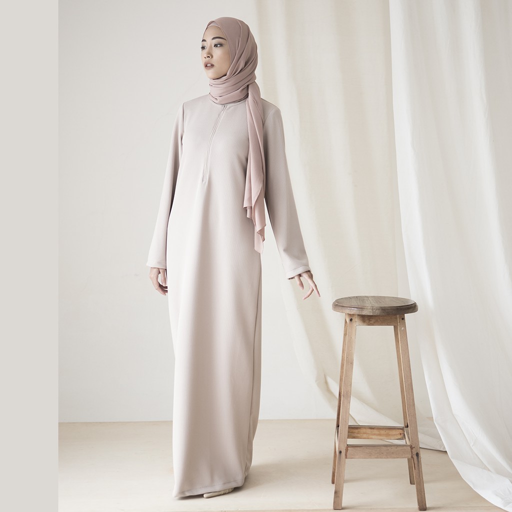 Smara by Aska Label - Basic gamis polos bahan knit busui friendly lengan panjang warna coksu, hijau,