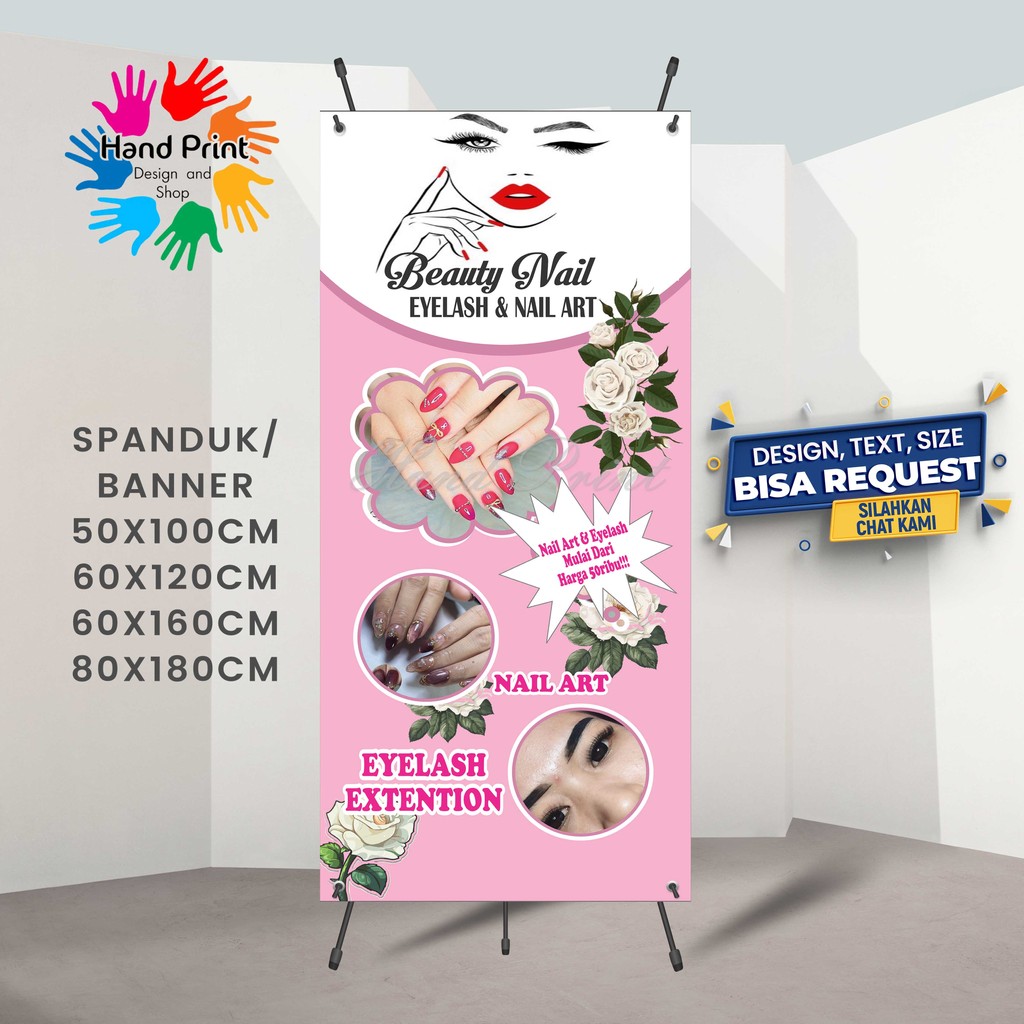 Cetak Spanduk Banner Beauty Salon Pink MMT Spanduk Custom 60x160